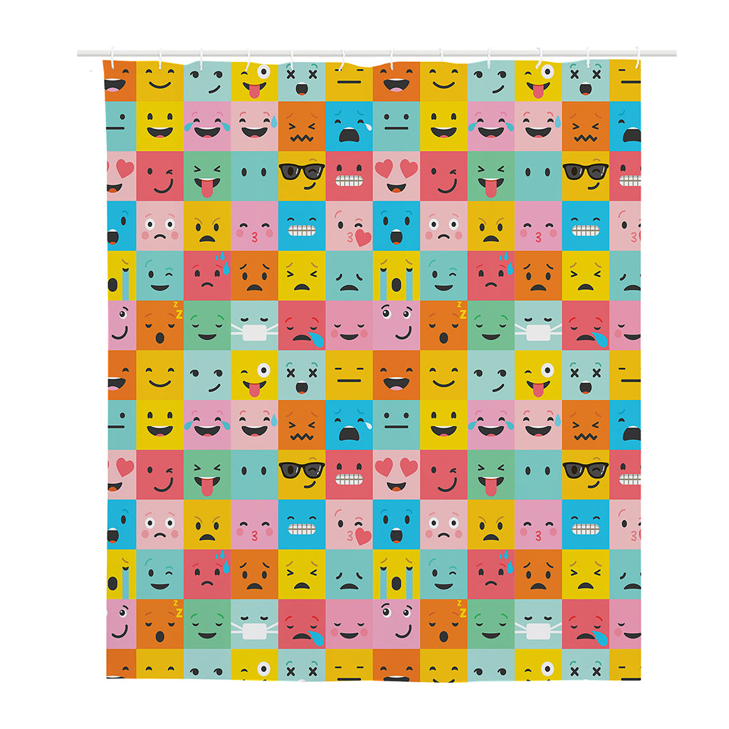 Colorful Emoji Pattern Print Polyester Shower Curtain