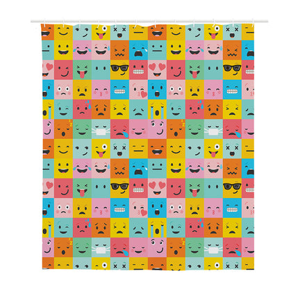 Colorful Emoji Pattern Print Polyester Shower Curtain