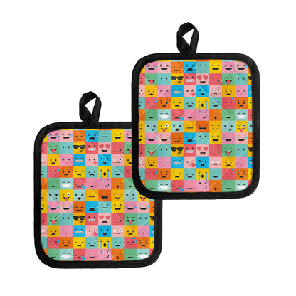 Colorful Emoji Pattern Print Pot Holders