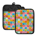 Colorful Emoji Pattern Print Pot Holders With Pocket
