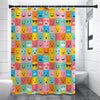 Colorful Emoji Pattern Print Premium Shower Curtain