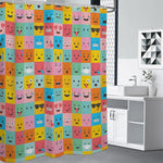 Colorful Emoji Pattern Print Premium Shower Curtain