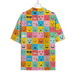 Colorful Emoji Pattern Print Rayon Hawaiian Shirt