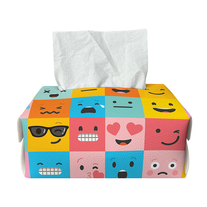 Colorful Emoji Pattern Print Rectangle Tissue Box Cover