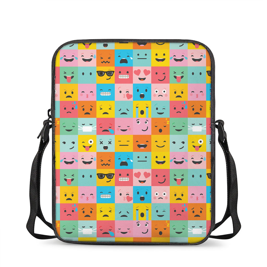 Colorful Emoji Pattern Print Rectangular Crossbody Bag