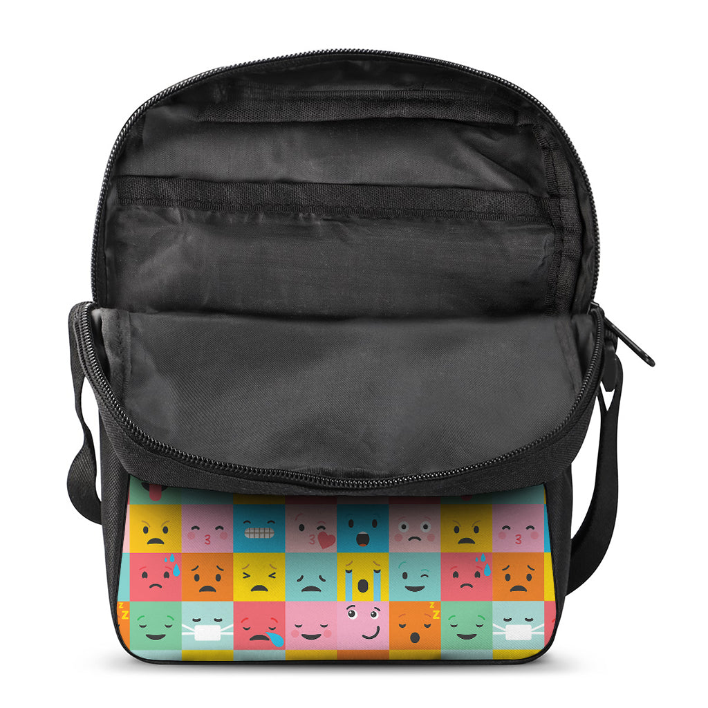 Colorful Emoji Pattern Print Rectangular Crossbody Bag