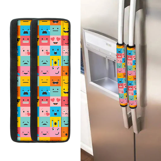 Colorful Emoji Pattern Print Refrigerator Handle Covers