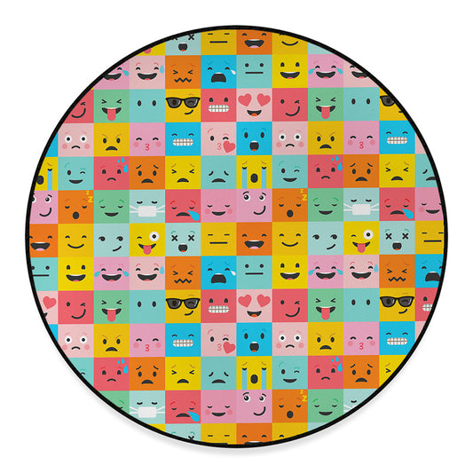 Colorful Emoji Pattern Print Round Floor Mat