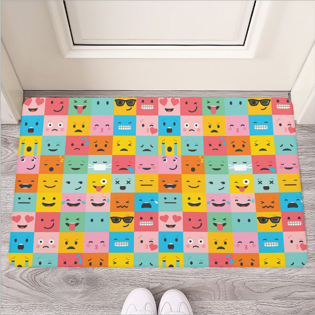 Colorful Emoji Pattern Print Rubber Doormat