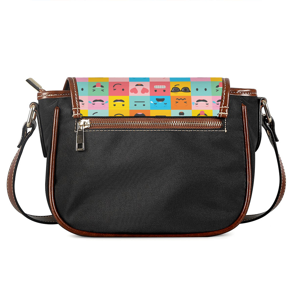 Colorful Emoji Pattern Print Saddle Bag