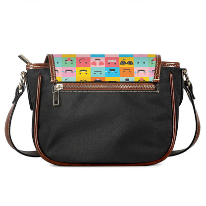 Colorful Emoji Pattern Print Saddle Bag