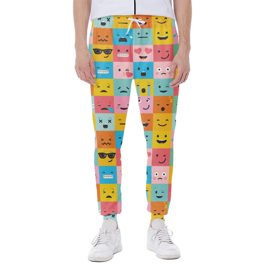 Colorful Emoji Pattern Print Scuba Joggers