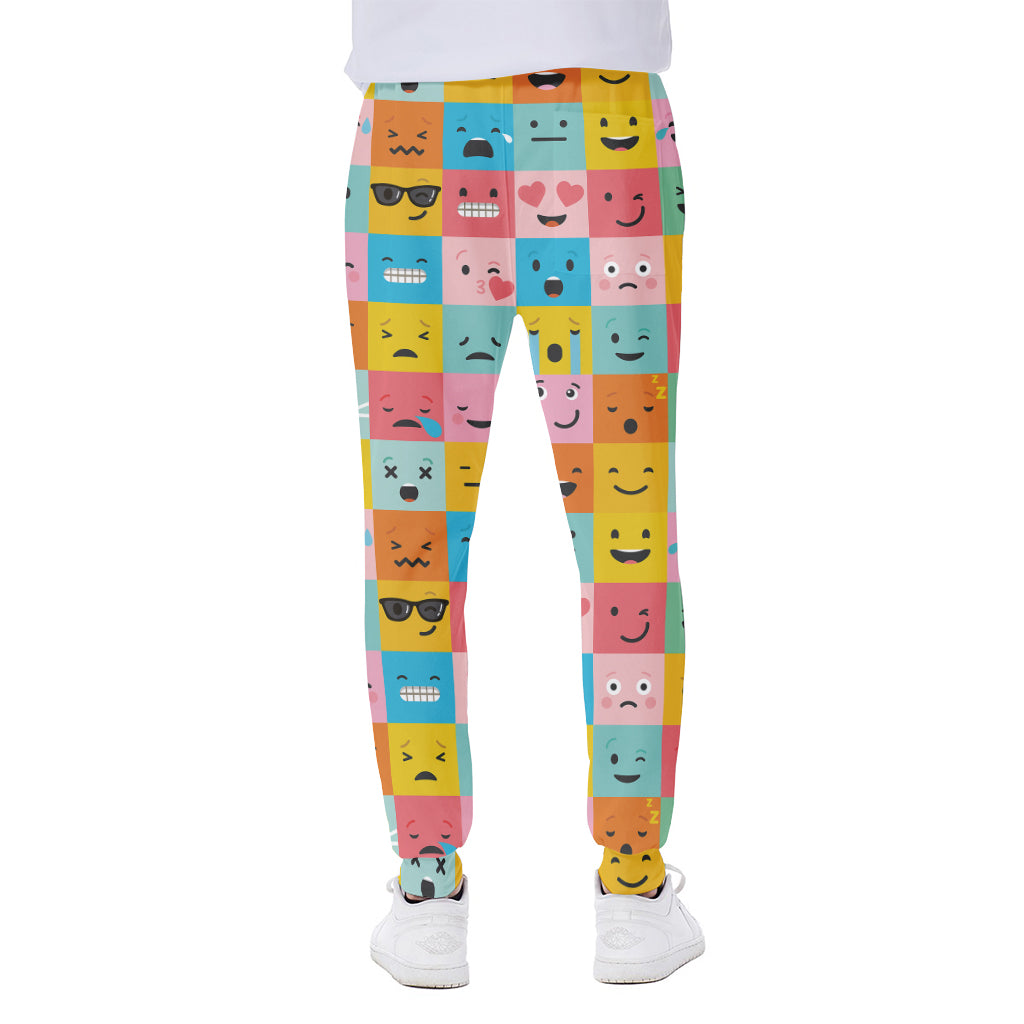 Colorful Emoji Pattern Print Scuba Joggers