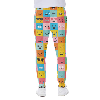 Colorful Emoji Pattern Print Scuba Joggers