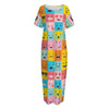 Colorful Emoji Pattern Print Short Sleeve Long Nightdress