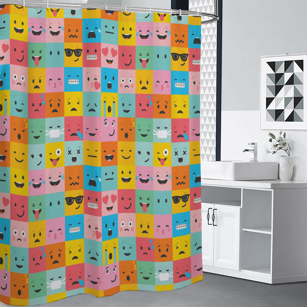 Colorful Emoji Pattern Print Shower Curtain