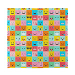 Colorful Emoji Pattern Print Silk Bandana