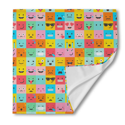 Colorful Emoji Pattern Print Silk Bandana