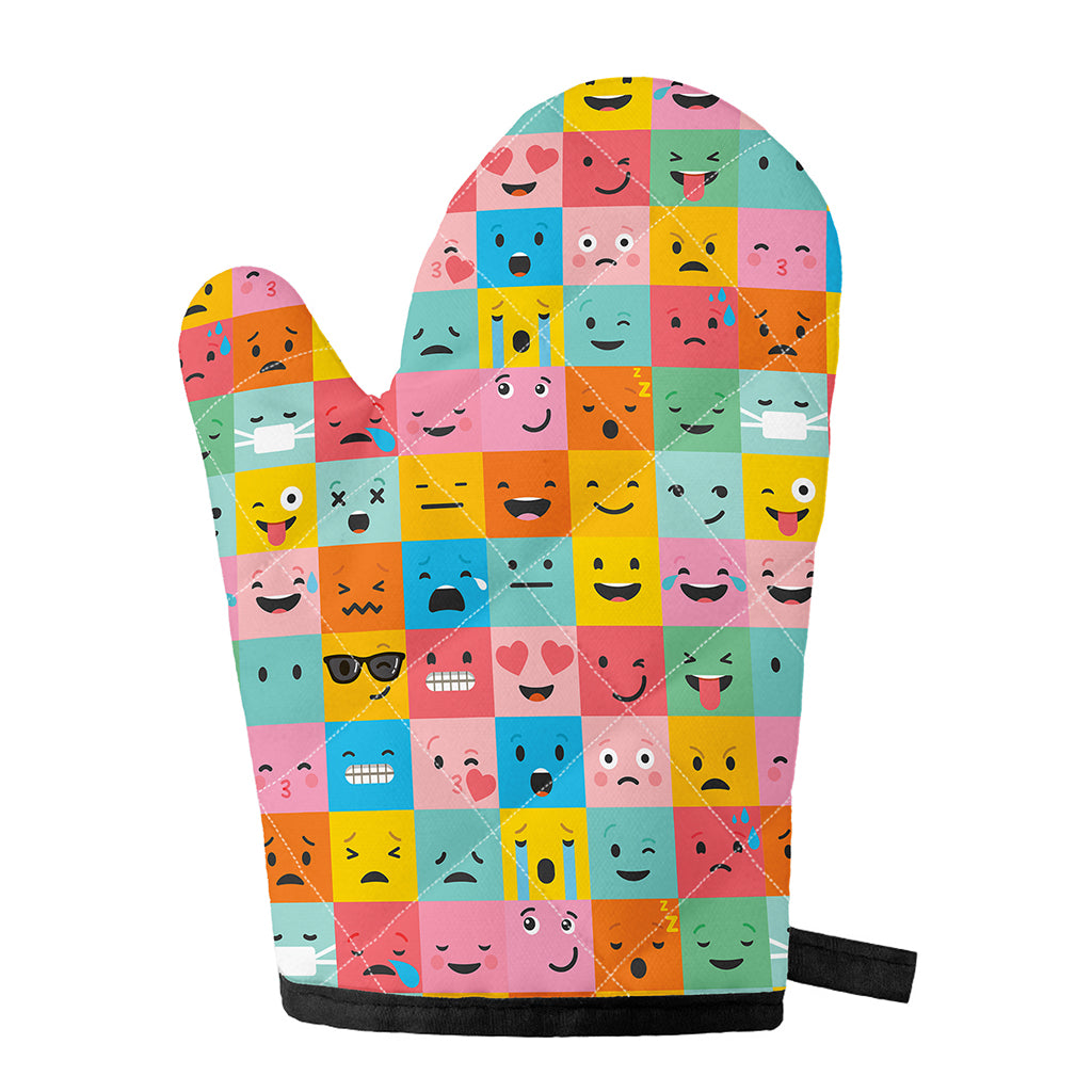 Colorful Emoji Pattern Print Single Oven Mitt
