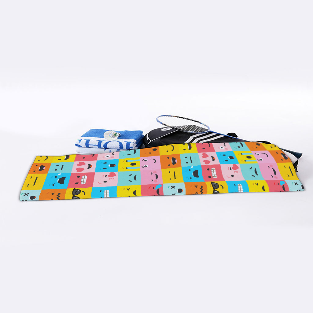 Colorful Emoji Pattern Print Sports Towel