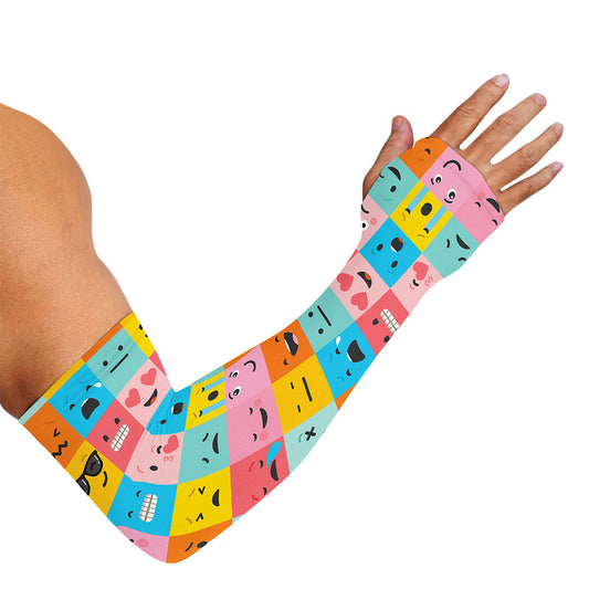 Colorful Emoji Pattern Print Sun Protection Arm Sleeves
