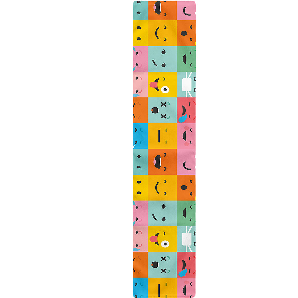 Colorful Emoji Pattern Print Table Runner