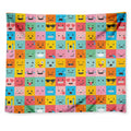 Colorful Emoji Pattern Print Tapestry