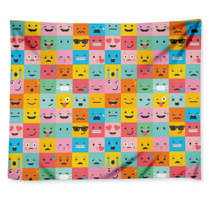 Colorful Emoji Pattern Print Tapestry
