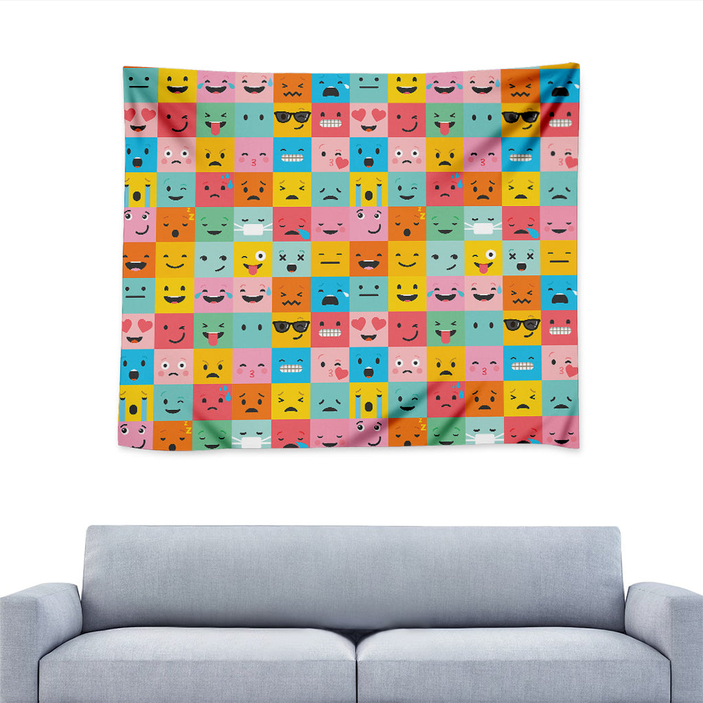 Colorful Emoji Pattern Print Tapestry