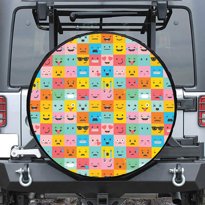 Colorful Emoji Pattern Print Tire Cover