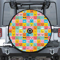 Colorful Emoji Pattern Print Tire Cover With Camera Hole