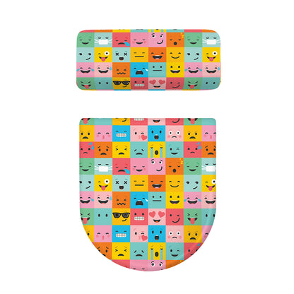Colorful Emoji Pattern Print Toilet Lid And Tank Cover Set