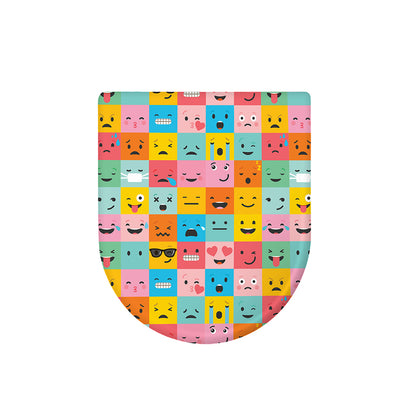 Colorful Emoji Pattern Print Toilet Lid Cover