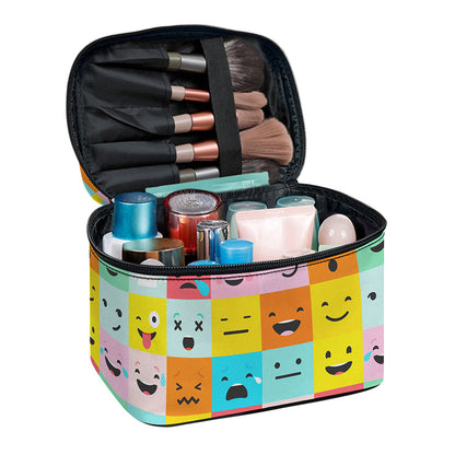 Colorful Emoji Pattern Print Travel Makeup Bag