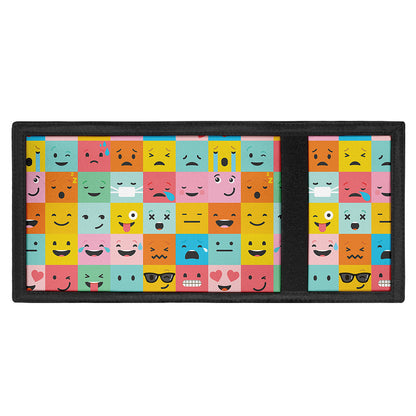 Colorful Emoji Pattern Print Trifold Wallet