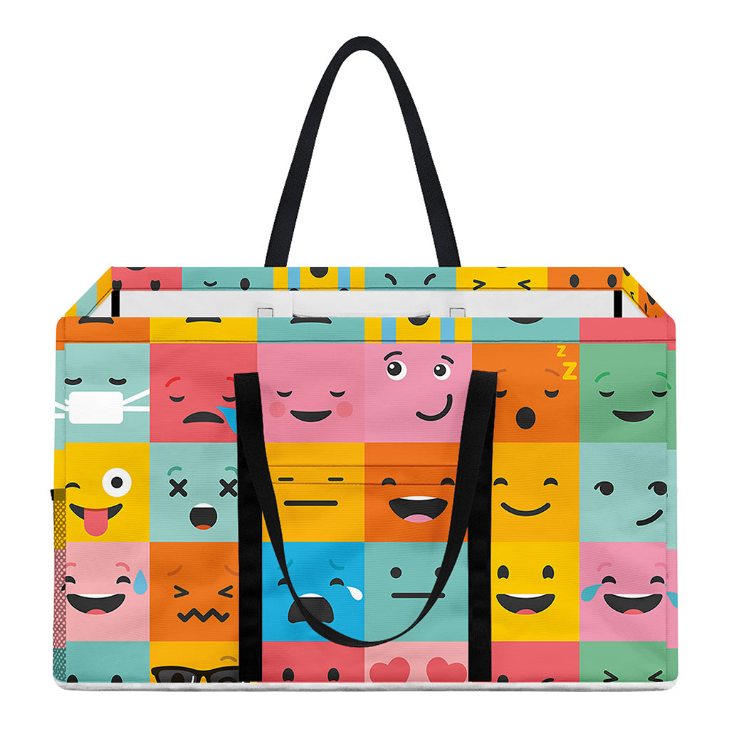 Colorful Emoji Pattern Print Utility Tote Bag