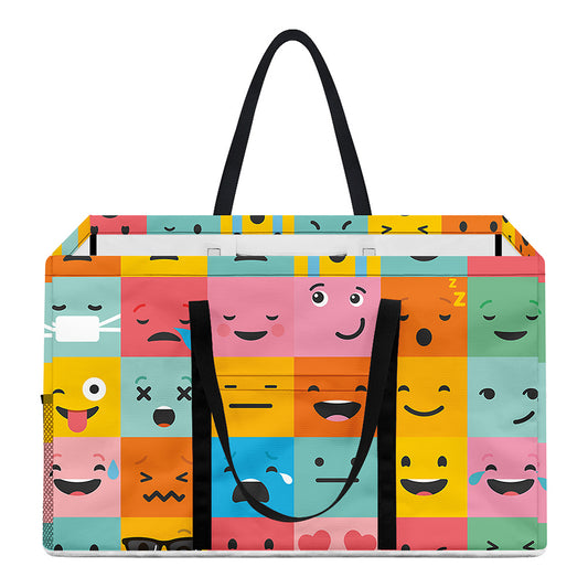 Colorful Emoji Pattern Print Utility Tote Bag