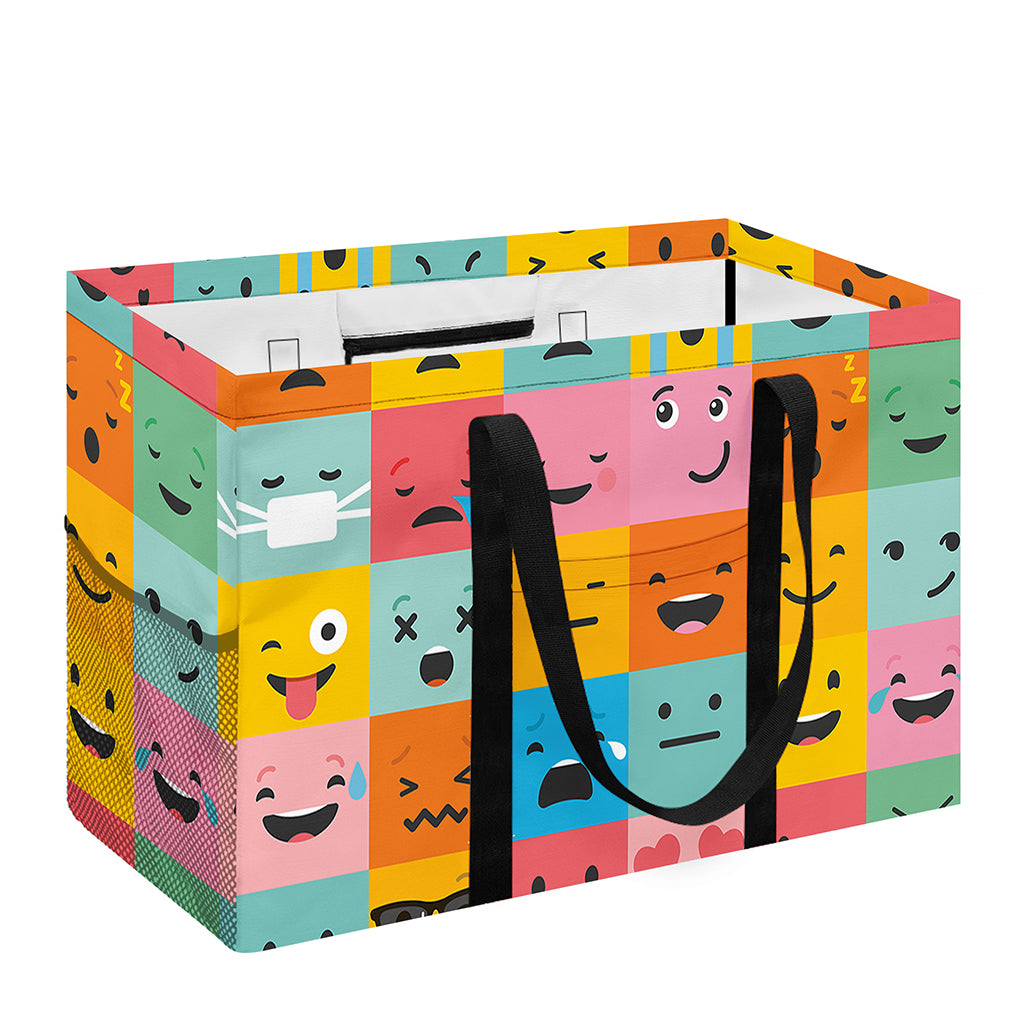 Colorful Emoji Pattern Print Utility Tote Bag