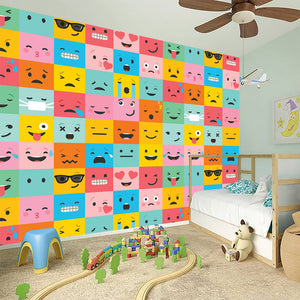 Colorful Emoji Pattern Print Wall Sticker