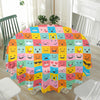 Colorful Emoji Pattern Print Waterproof Round Tablecloth