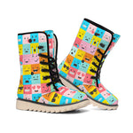 Colorful Emoji Pattern Print Winter Boots