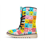 Colorful Emoji Pattern Print Winter Boots