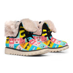 Colorful Emoji Pattern Print Winter Boots