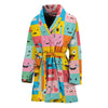 Colorful Emoji Pattern Print Women's Bathrobe