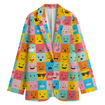 Colorful Emoji Pattern Print Women's Blazer