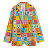 Colorful Emoji Pattern Print Women's Blazer