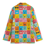 Colorful Emoji Pattern Print Women's Blazer