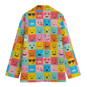 Colorful Emoji Pattern Print Women's Blazer