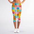 Colorful Emoji Pattern Print Women's Capri Leggings