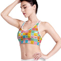 Colorful Emoji Pattern Print Women's Sports Bra
